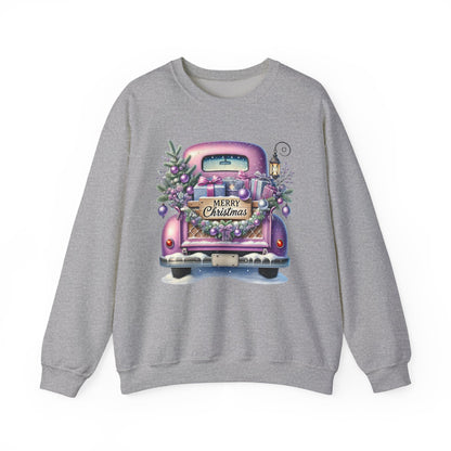 Merry Christmas Truck Sweatshirt, Cozy Crewneck for Holiday Celebrations, Unisex Christmas Apparel, Gift for Friends & Family, Winter Fashion