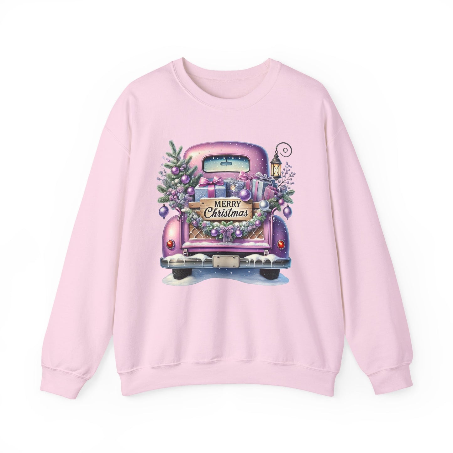 Merry Christmas Truck Sweatshirt, Cozy Crewneck for Holiday Celebrations, Unisex Christmas Apparel, Gift for Friends & Family, Winter Fashion