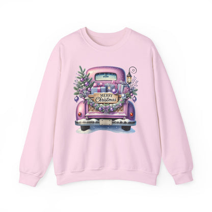 Merry Christmas Truck Sweatshirt, Cozy Crewneck for Holiday Celebrations, Unisex Christmas Apparel, Gift for Friends & Family, Winter Fashion