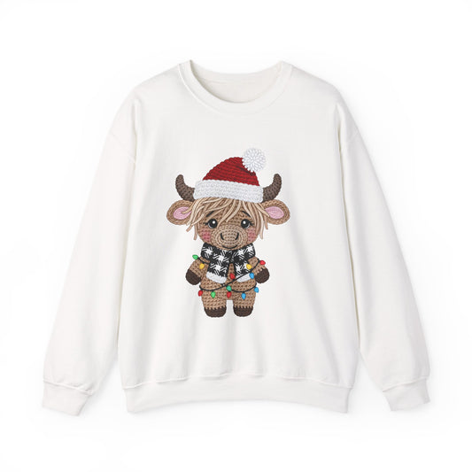 Cozy Christmas Crochet Cow Crewneck